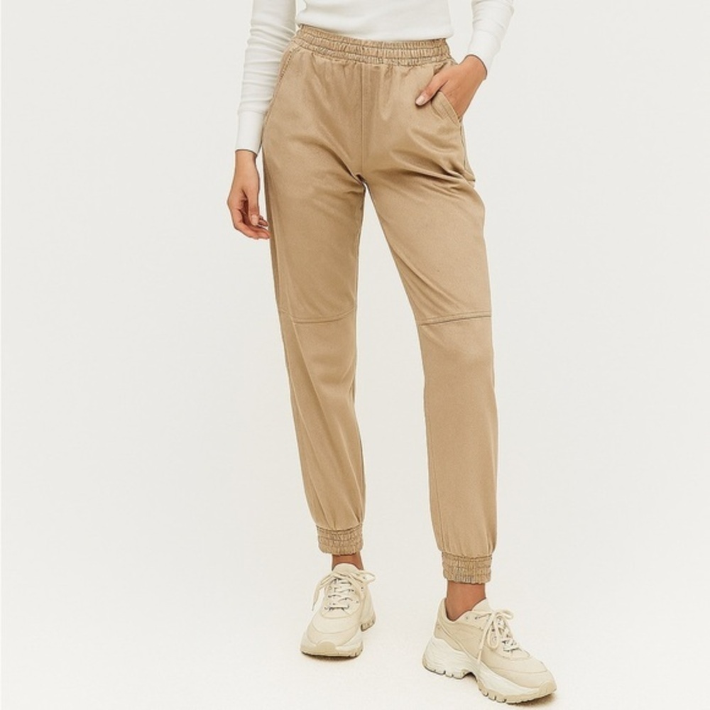 Zara Tan Joggers Relaxed Fit Elastic Waist